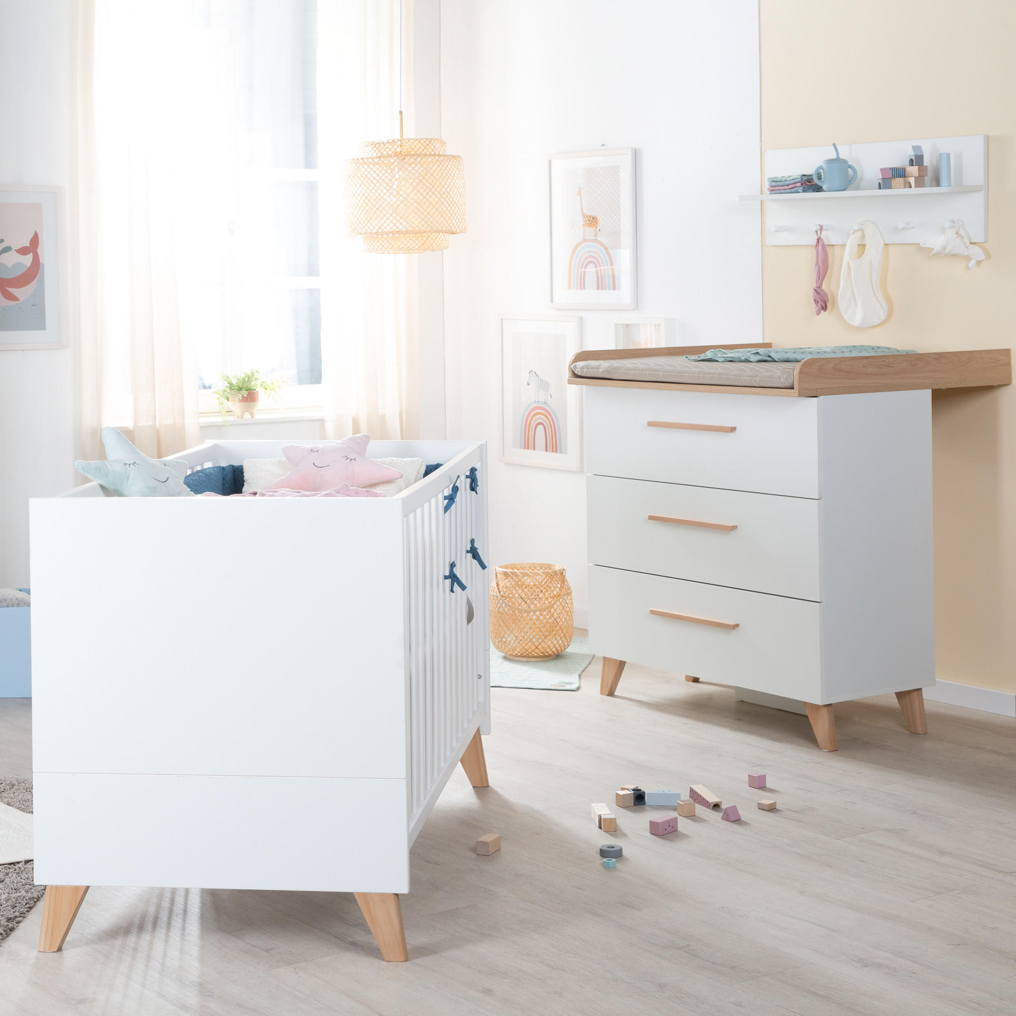 BABYMÖBEL SET Leon 2-teilig - Honigeiche/Weiß, Holz/Holzwerkstoff (100/98.5/52cm) - Roba