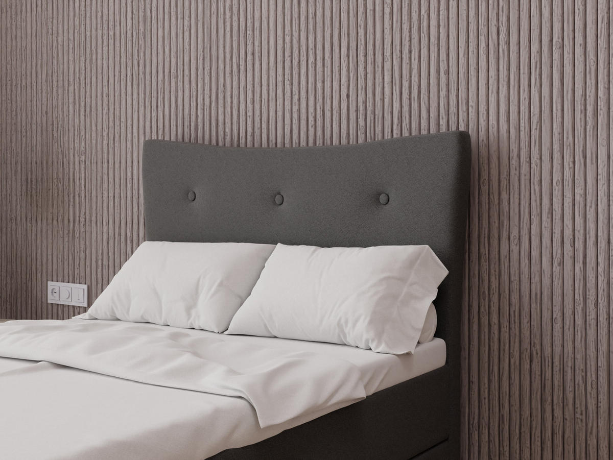 BOXBETT Nevada 120x200 cm Polsterbett mit hochwertiger Bonell-Matratze und Topper -Dunkelgrau - Anthrazit, Holz (120/200cm) - Panda Möbel