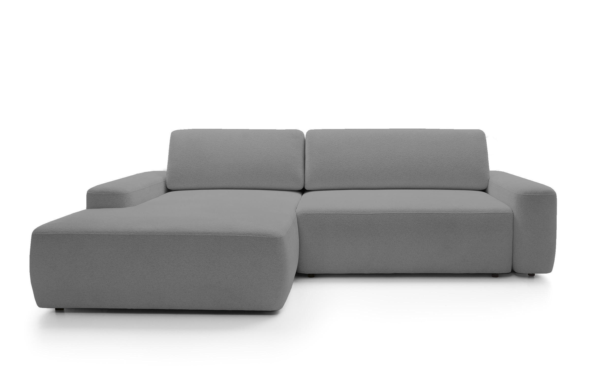 ECKSOFA BOULI 4-Sitzer Polstersofa Raven mit Schlaffunktion 130x210cm Bettzeugablage 264x162x82cm linksseitig Farbe: grau - Grau, Holz/Textil (162/264cm) - DomoHome