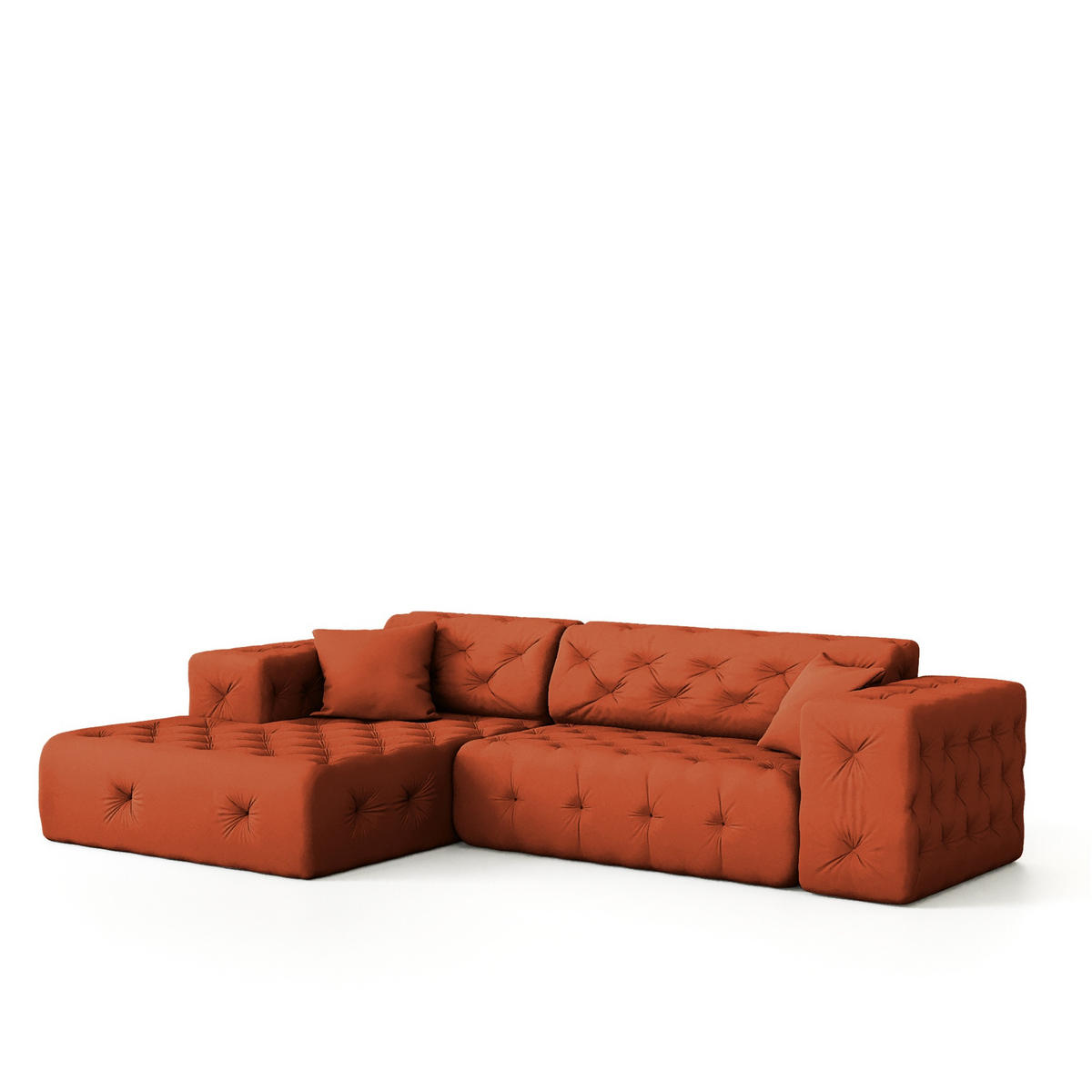 ECKSOFA Chantal - Orange, Holzwerkstoff/Textil (266/171cm) - Fun Möbel