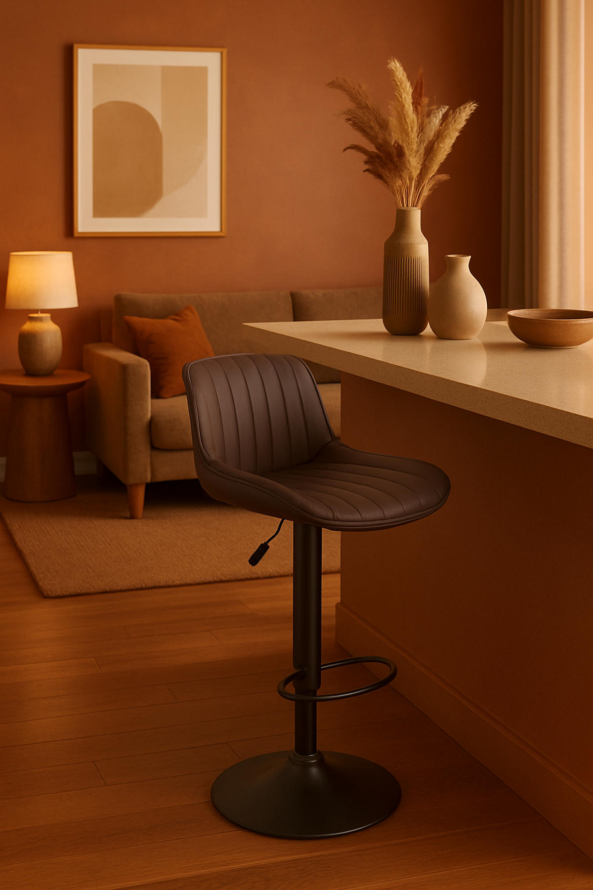 BARHOCKER Lento Gestell schwarz Kunstleder Braun - Schwarz/Braun, Kunststoff/Metall (50/108/50cm) - TPFLiving