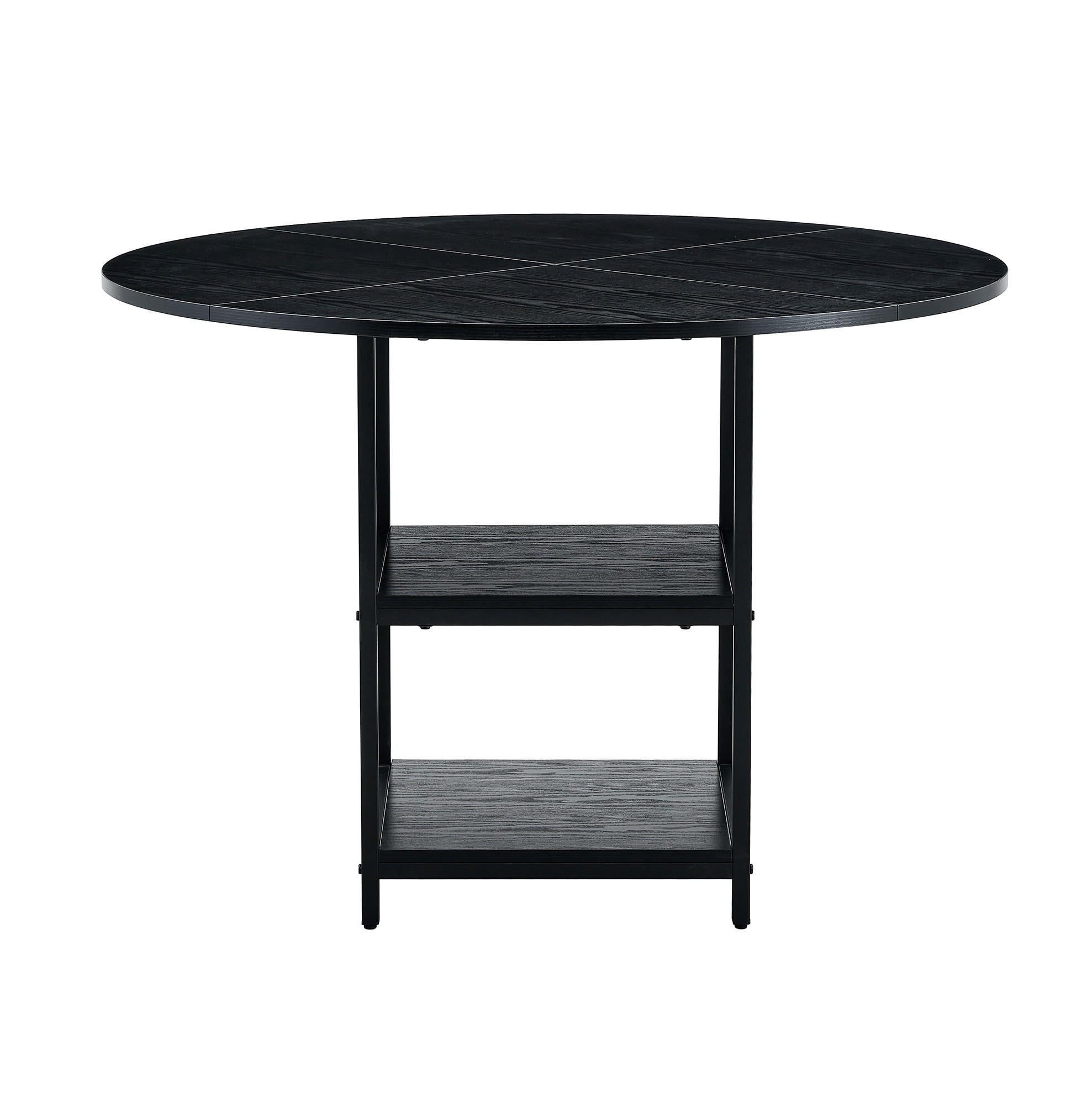 ESSTISCH aus MDF und Metall 107x107x75 cm Schwarz mit doppelter offener Ablage im Industrial-Stil - Schwarz, Holzwerkstoff (107/107/75cm) - Modfu