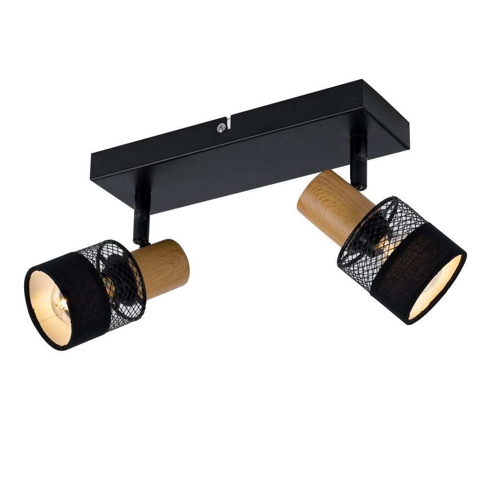 LED DECKENLEUCHTE Holzoptik Braun - Schwarz, Holz (38.5/8/17cm)