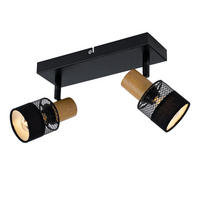 LED DECKENLEUCHTE Holzoptik Braun - Schwarz, Holz (38.5/8/17cm)