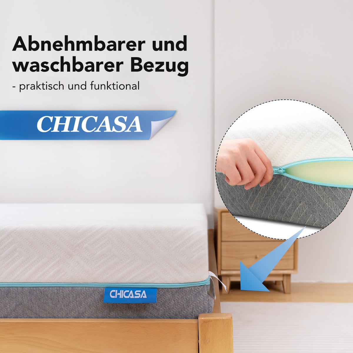 KALTSCHAUMMATRATZE H3/H4, 21cm, mit Memoryschaum - Weiß, Textil (180/200cm) - CHICASA