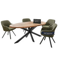 ESSZIMMER-SET Matera FSC®100% und Avola - Schwarz/Olivgrün, Holz/Metall (90/76/180cm) - Mr. Deko
