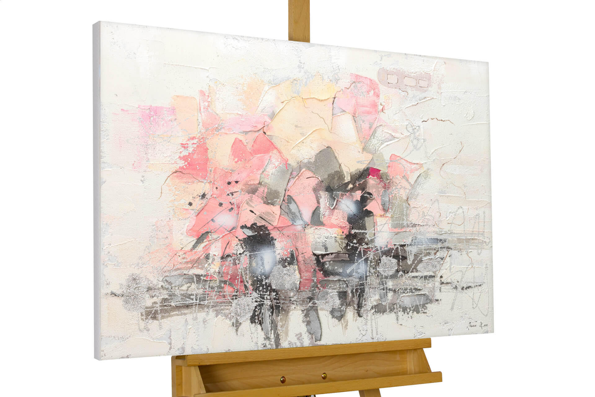 ACRYLBILD HANDGEMALT 104/78 cm - Pink/Weiß, Holz/Textil (104/78cm) - KUNSTLOFT