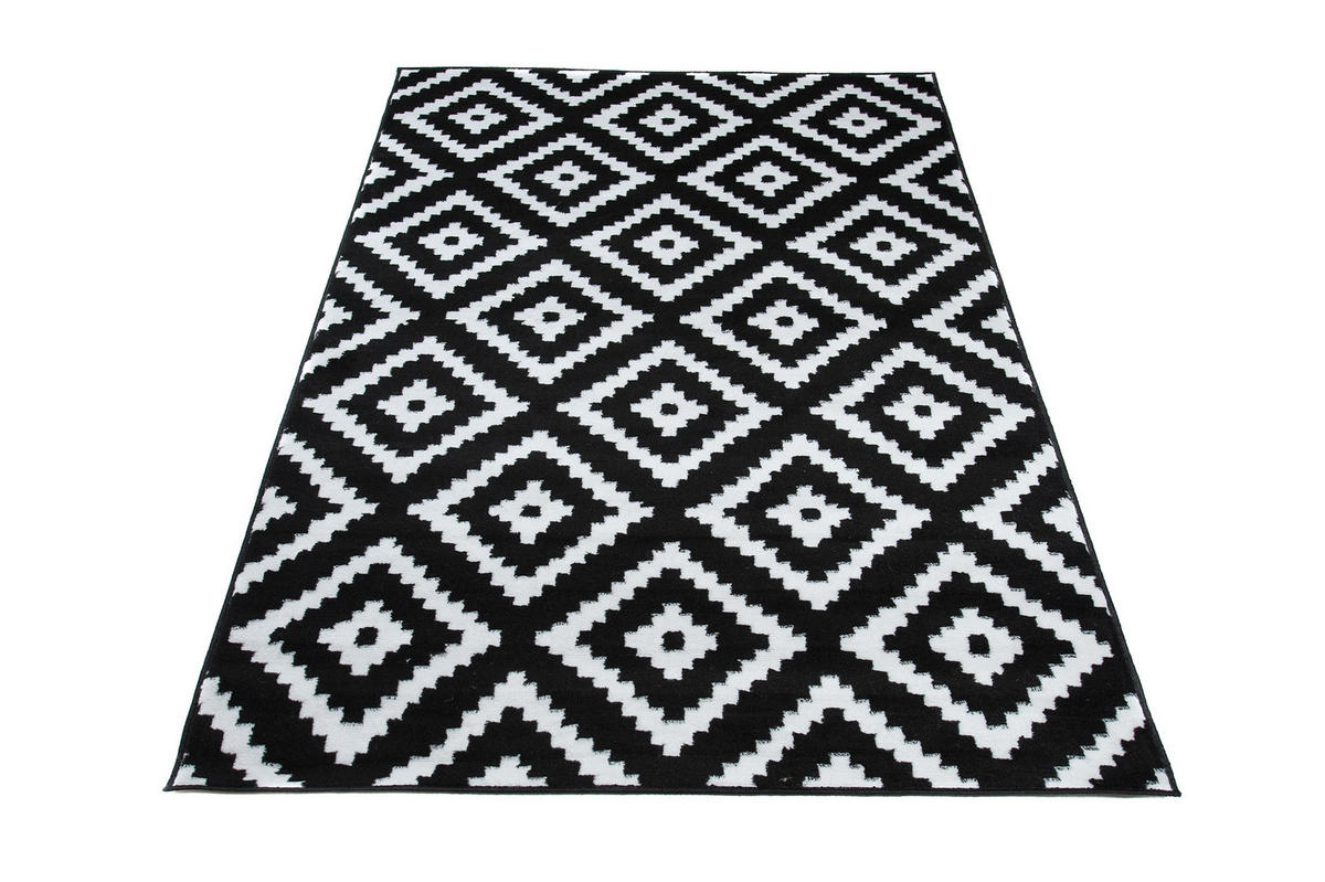 TEPPICH LUXURY Schwarz Geometrisch Karo Diamant 300/400 cm - Schwarz, Textil (300/400cm) - Tapiso