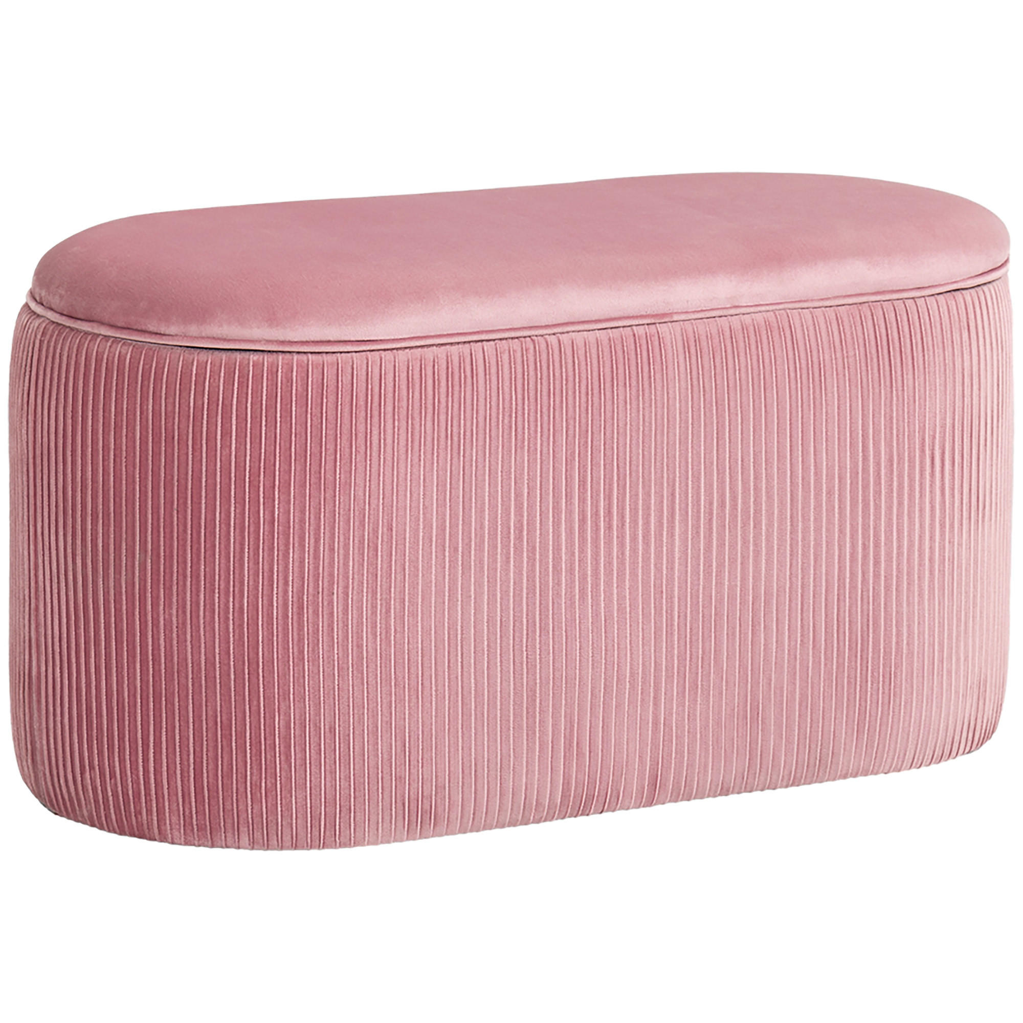 TRUHENBANK DE-07232 Retrodesign und Samtoptik Altrosa - Pink, Textil (40/41/81cm) - ComfortXL