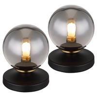 TISCHLEUCHTE Metall Rauchglas Grau 2er Set - Grau, Glas (10/10/13cm) - Globo Lighting
