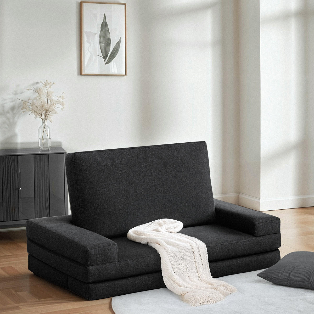 SCHLAFSOFA klappbar Miranda - Schwarz - Schwarz, Textil (134/70/68cm) - Pasmara