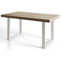 ESSZIMMERTISCH LOFT-U, ausziehbarer Tisch 120-220X80X77 cm, Farbe: SONOMA, mit Metallbeinen in Farbe Weiß - Weiß/Sonoma Eiche, Holzwerkstoff (120/80/77cm) - Alpi-Möbel