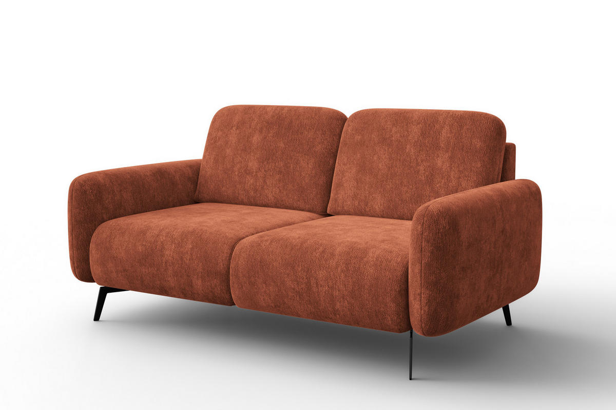 SOFA FEBE 2-Sitzer, rostroter Chenille-Stoff - Rostfarben/Schwarz, Holz/Textil (160/82/96cm) - Wozimo