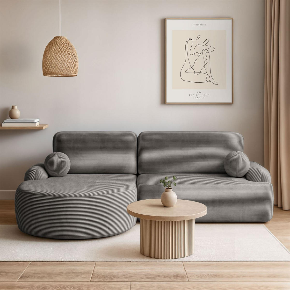 ECKSOFA CLEO II mit Schlaffunktion Version Linke Poso 115 - Taupe, Kunststoff (264/172cm) - Lookway