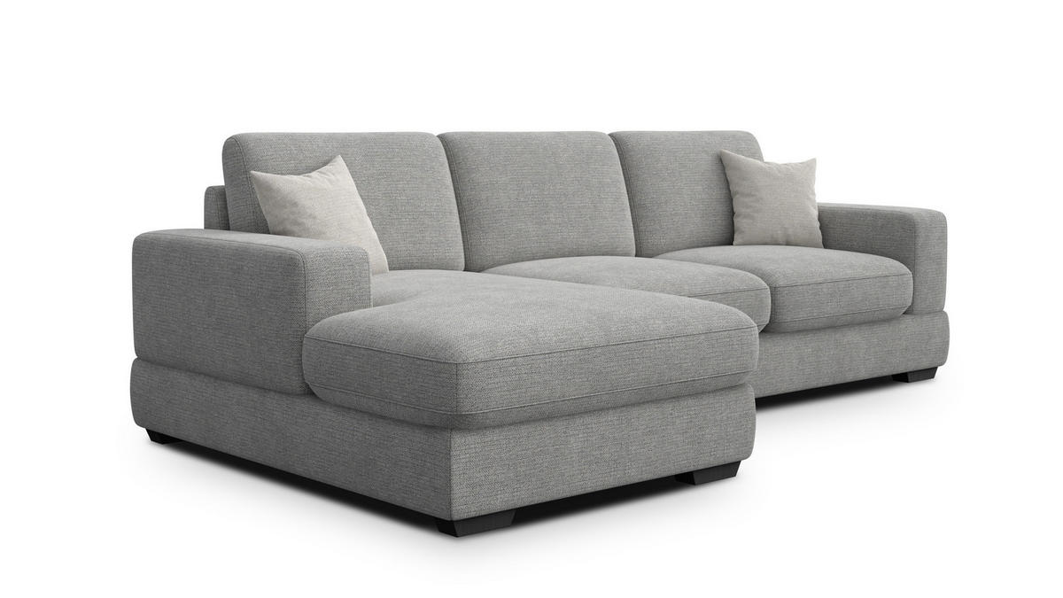 ECKSOFA OTTO 4-Sitzer, grau - Schwarz/Grau, Holz/Textil (279/159cm) - Courtois Laville