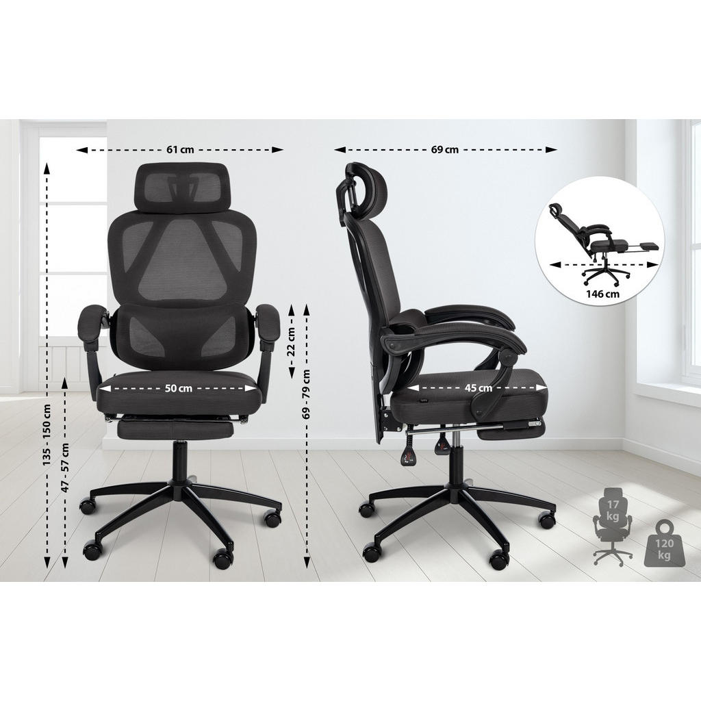 Thumbnail - CLP Chefsessel, Schwarz, Textil, 61x135x69 cm, Arbeitszimmer, Bürostühle, Chefsessel