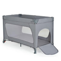 LAUFSTALL One Touch Räder grau 125 x 65 cm, Seiteneingang, Matratze, klappbar, Babyreisebett - Grau, Metall (65/76/125cm) - Cangaroo