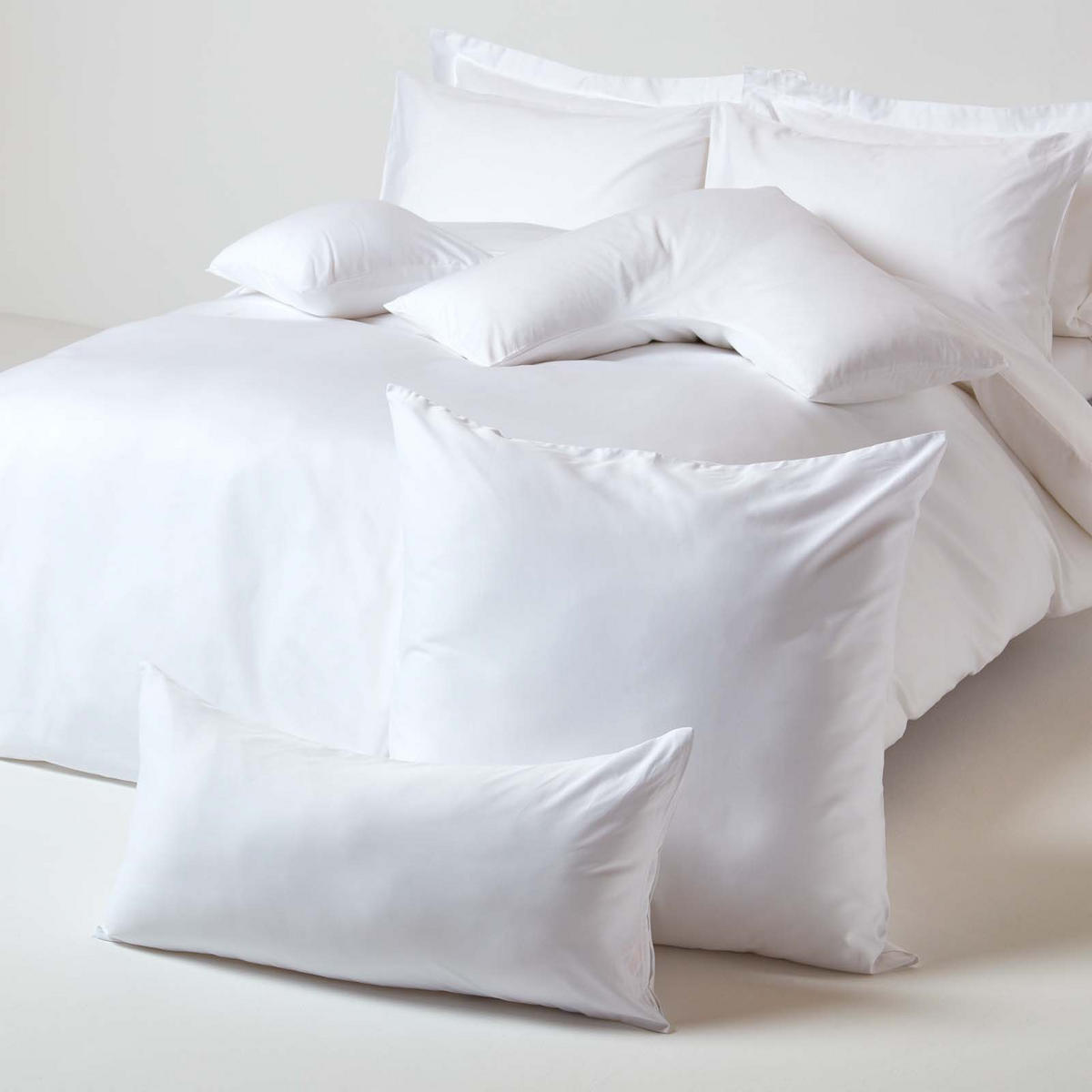 BIO-KISSENBEZUG Satin, Fadendichte 400 - Weiß, Textil (48/74cm) - Homescapes