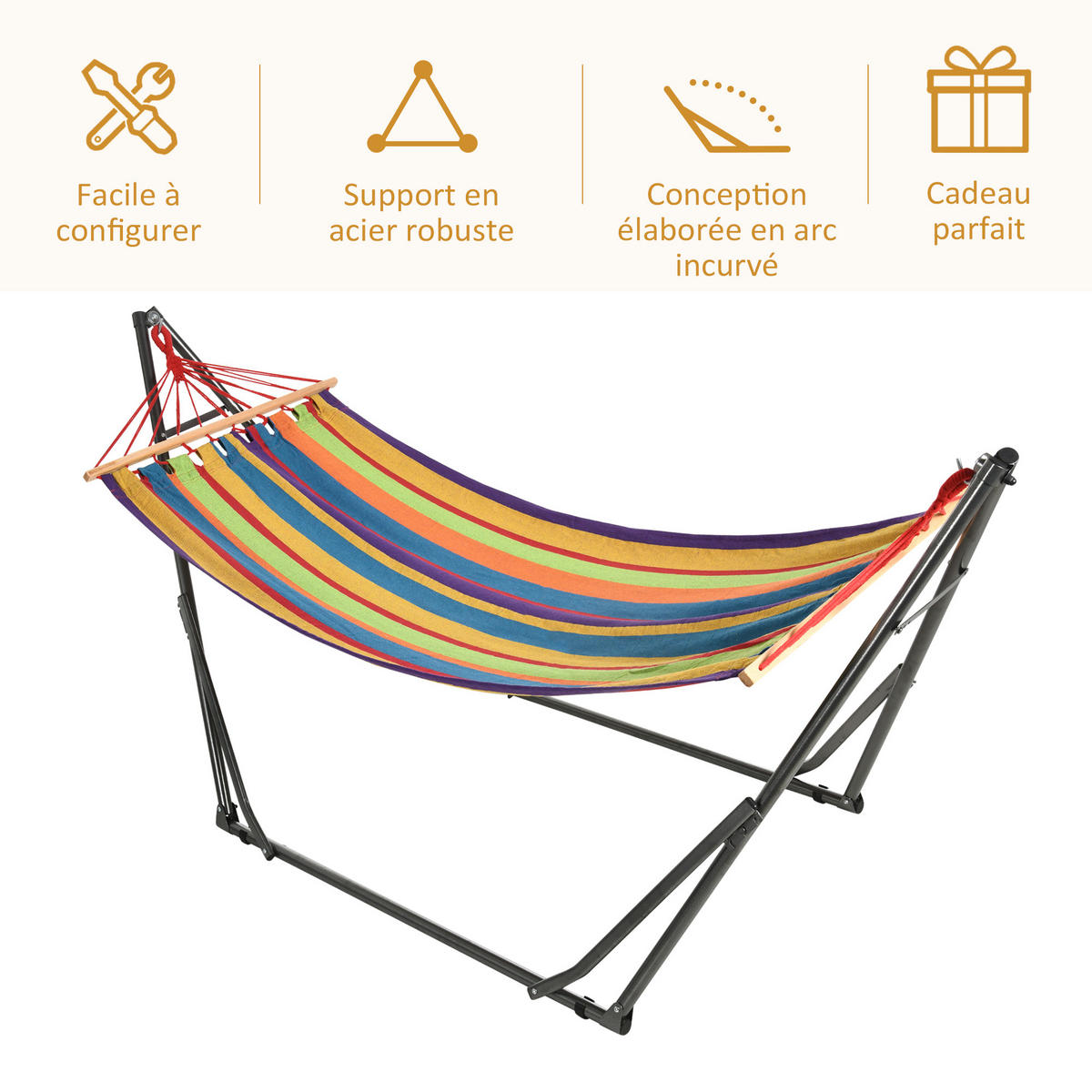 HÄNGEMATTE DE-13578 2-in-1 mit Wäscheständerfunktion Mehrfarbig - Multicolor, Metall (100/94/270cm) - ComfortXL