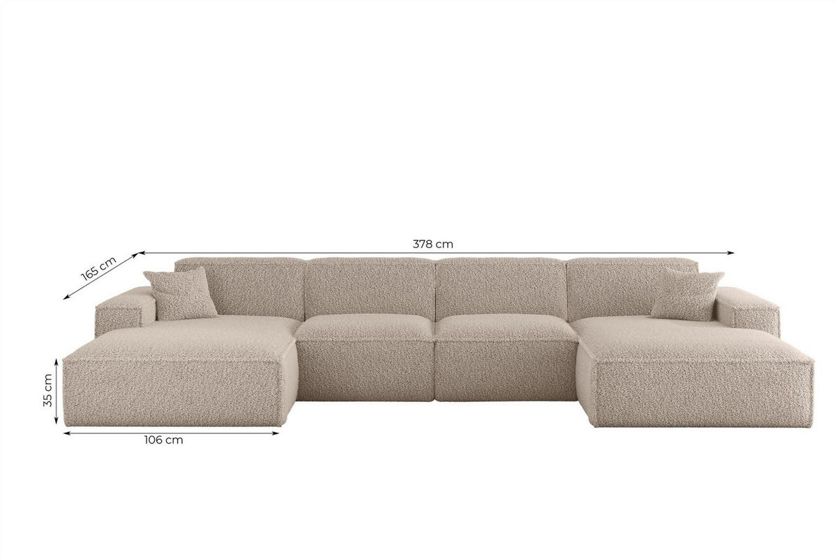 WOHNLANDSCHAFT Celes Premium In Sven - Blau, Holzwerkstoff/Textil (378/73/165cm) - Fun Möbel
