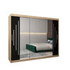 SCHWEBETÜRENSCHRANK 200/250/62 3-türig - Silberfarben/Schwarz, Holz/Kunststoff (250/200/62cm) - Abiks Möbel