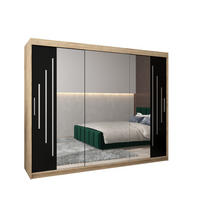SCHWEBETÜRENSCHRANK 200/250/62 3-türig - Silberfarben/Schwarz, Holz/Kunststoff (250/200/62cm) - Abiks Möbel