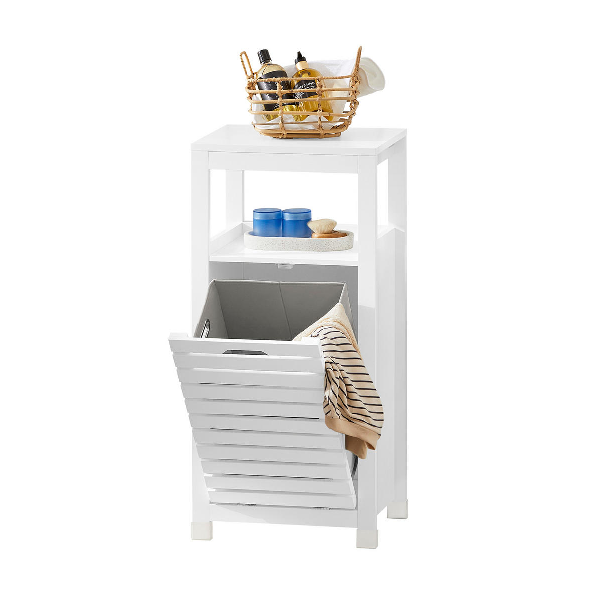WÄSCHESCHRANK Weiß - Weiß, Holzwerkstoff (42/90/30cm) - SoBuy