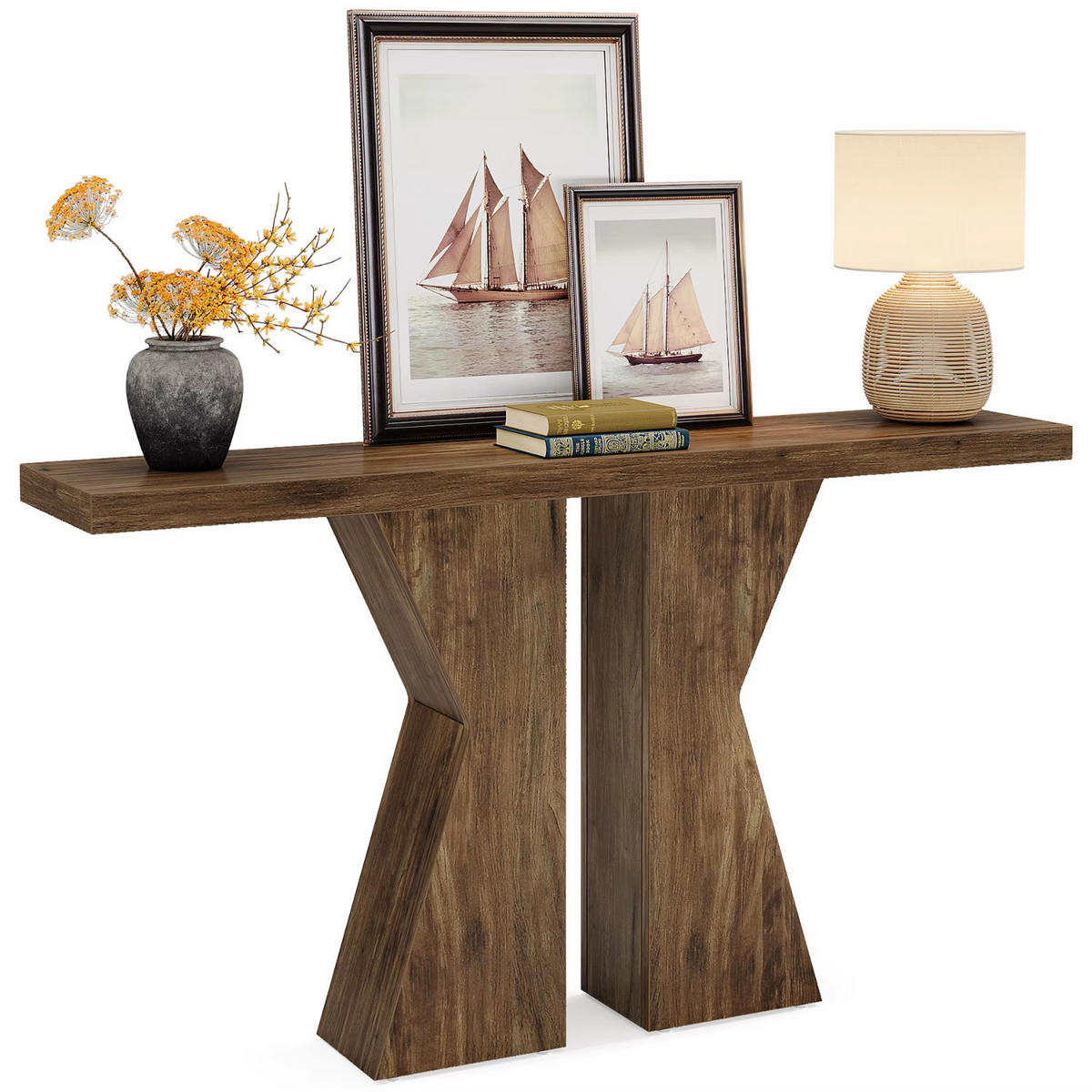 KONSOLENTISCH Holzoptik Braun Skulpturales Design 140×30×80 cm - Ahornfarben/Braun, Holzwerkstoff (30/140/80cm) - Quality Elegance