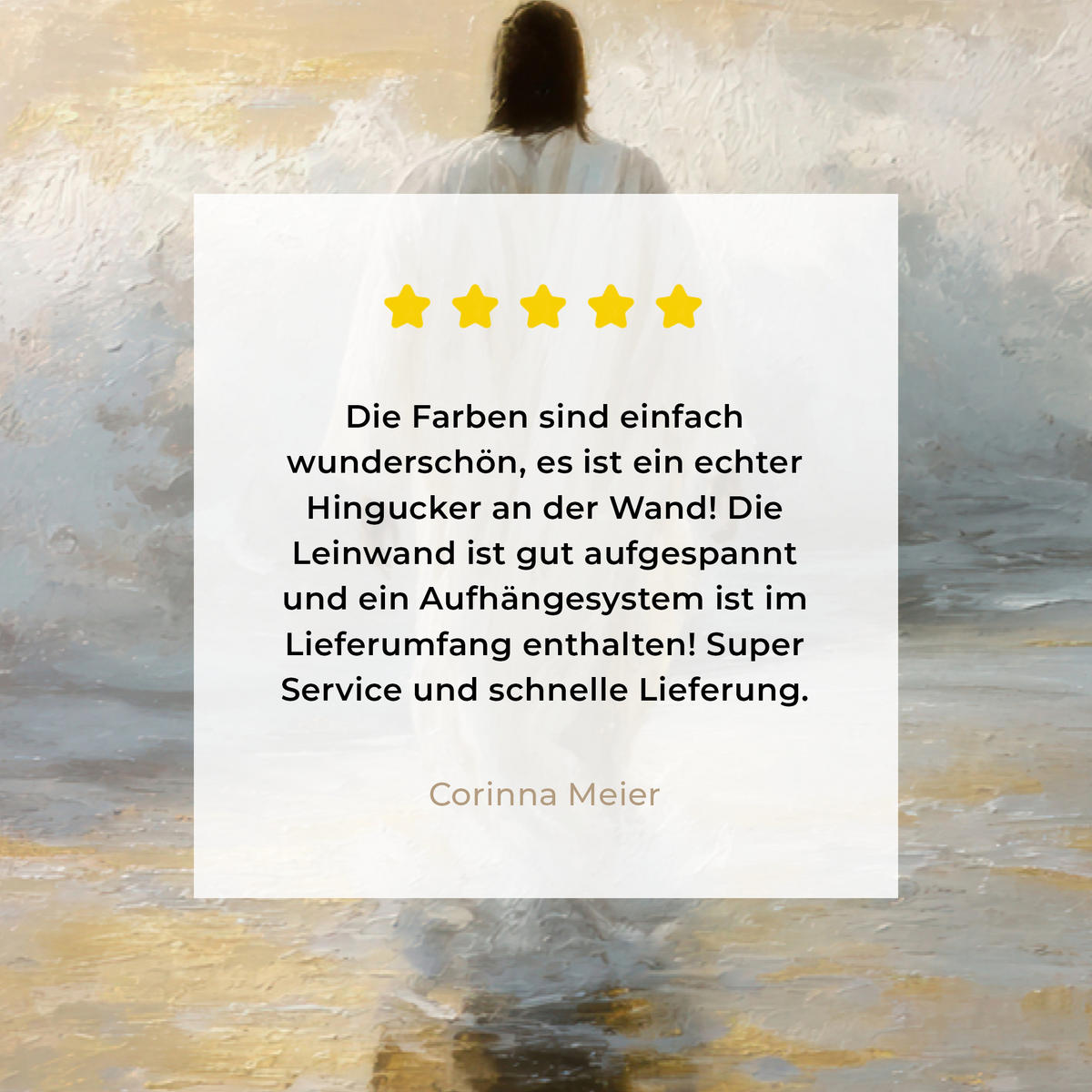 LEINWANDBILD Gemälde - Welle - Jesus - Abstrakt XXL 150x100 cm - Goldfarben, Textil (150/100cm) - MuchoWow