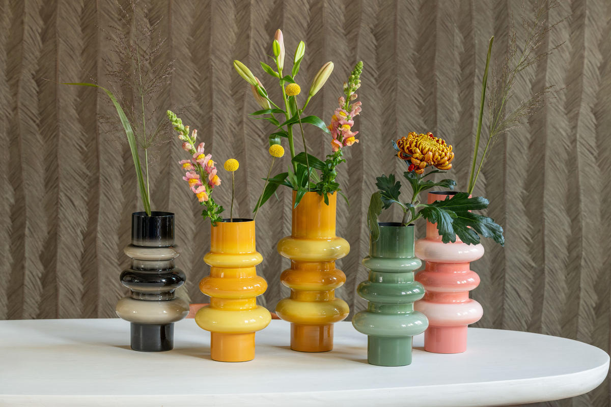 VASE Grato Medium - Gelb - 37 cm - Gelb, Metall (37cm) - Present Time