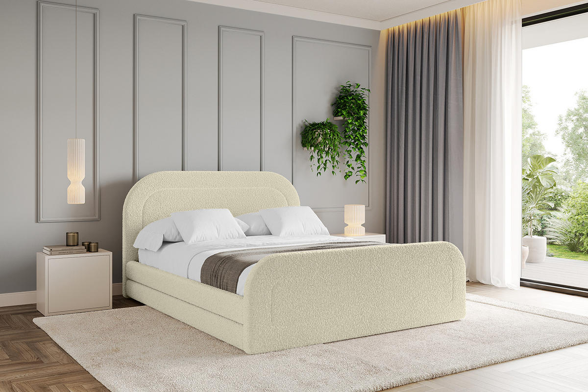 POLSTERBETT mit Bettkasten, Fußteil und Lattenrost, Boxbett mit Matratze H3/H4 - LERIS-Z 180x200 Beige - Taupe, Holzwerkstoff/Textil (180/200cm) - ALTDECOR