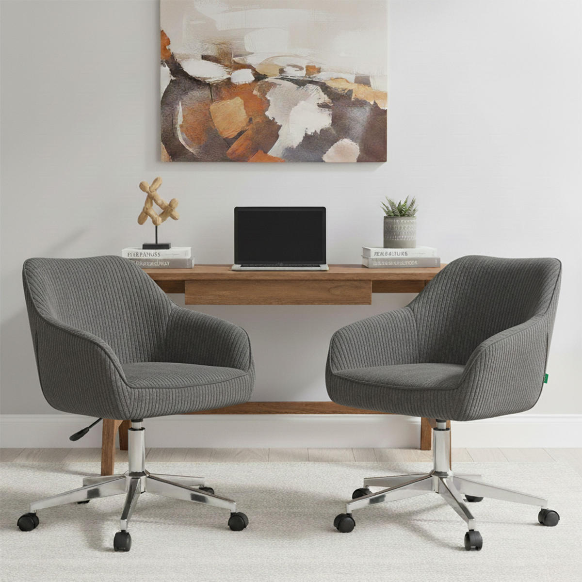 BÜROSTUHL Mika-Noel 2er-Set - Chromfarben/Grau, Textil/Metall (60/79/61cm) - DUBI Möbel