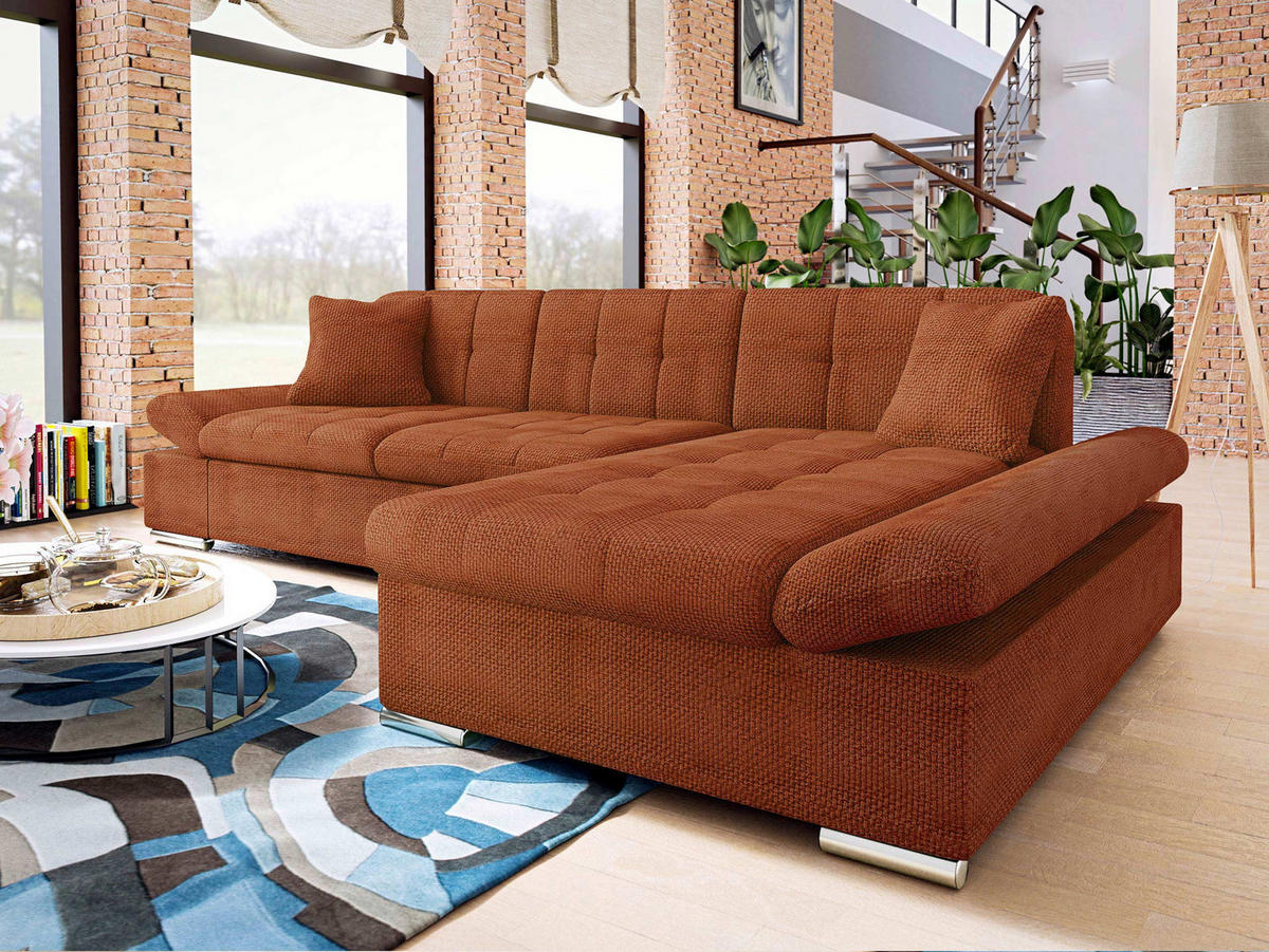 ECKSOFA Malwi, Seite: Rechts - Dunkelorange, Holz/Textil (278/161cm) - MIRJAN24