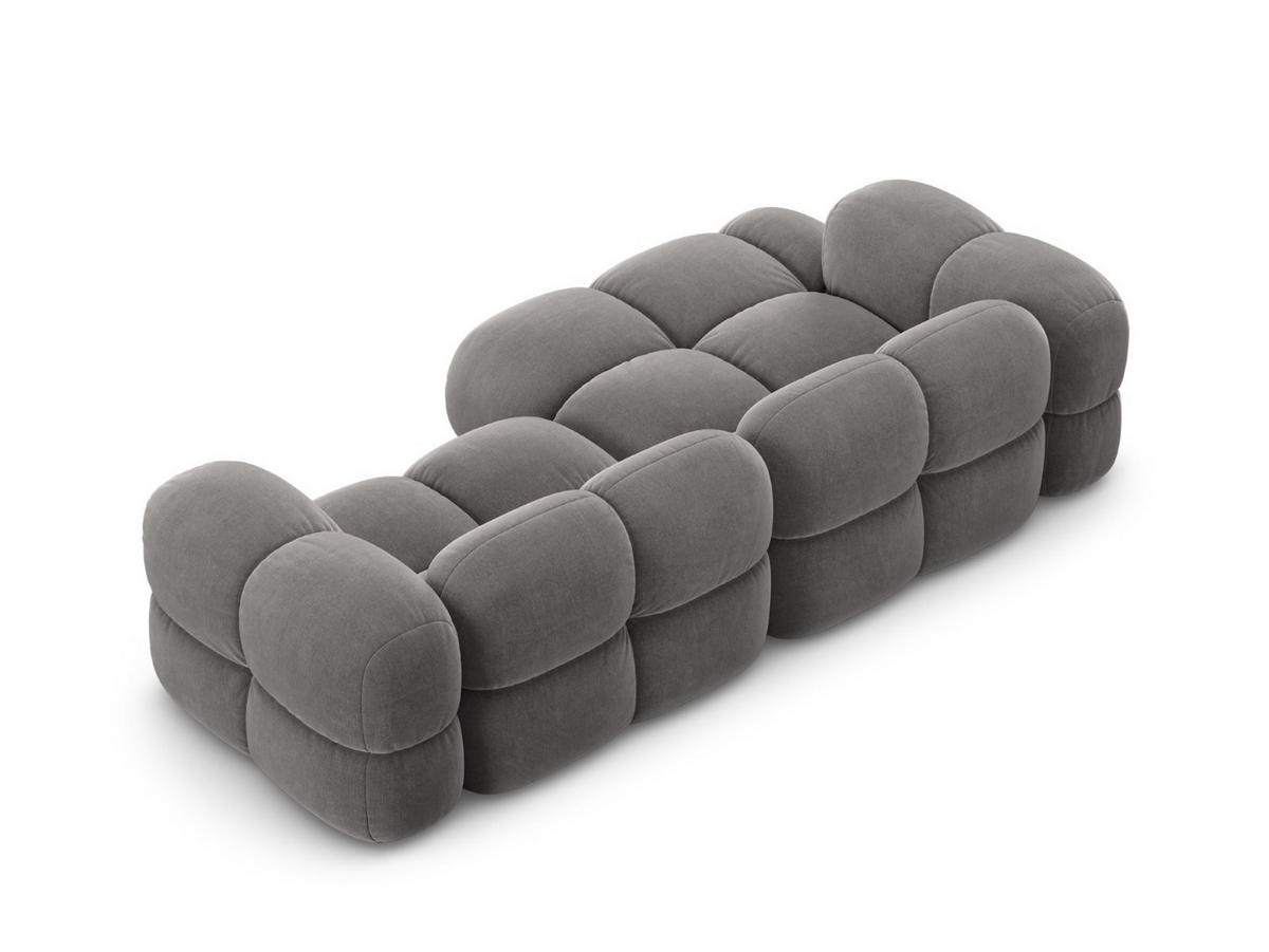 ECKSOFA links Loretto aus Samt grau 3 Sitzplätze - Grau, Textil (147/250cm) - Cosmopolitan Design