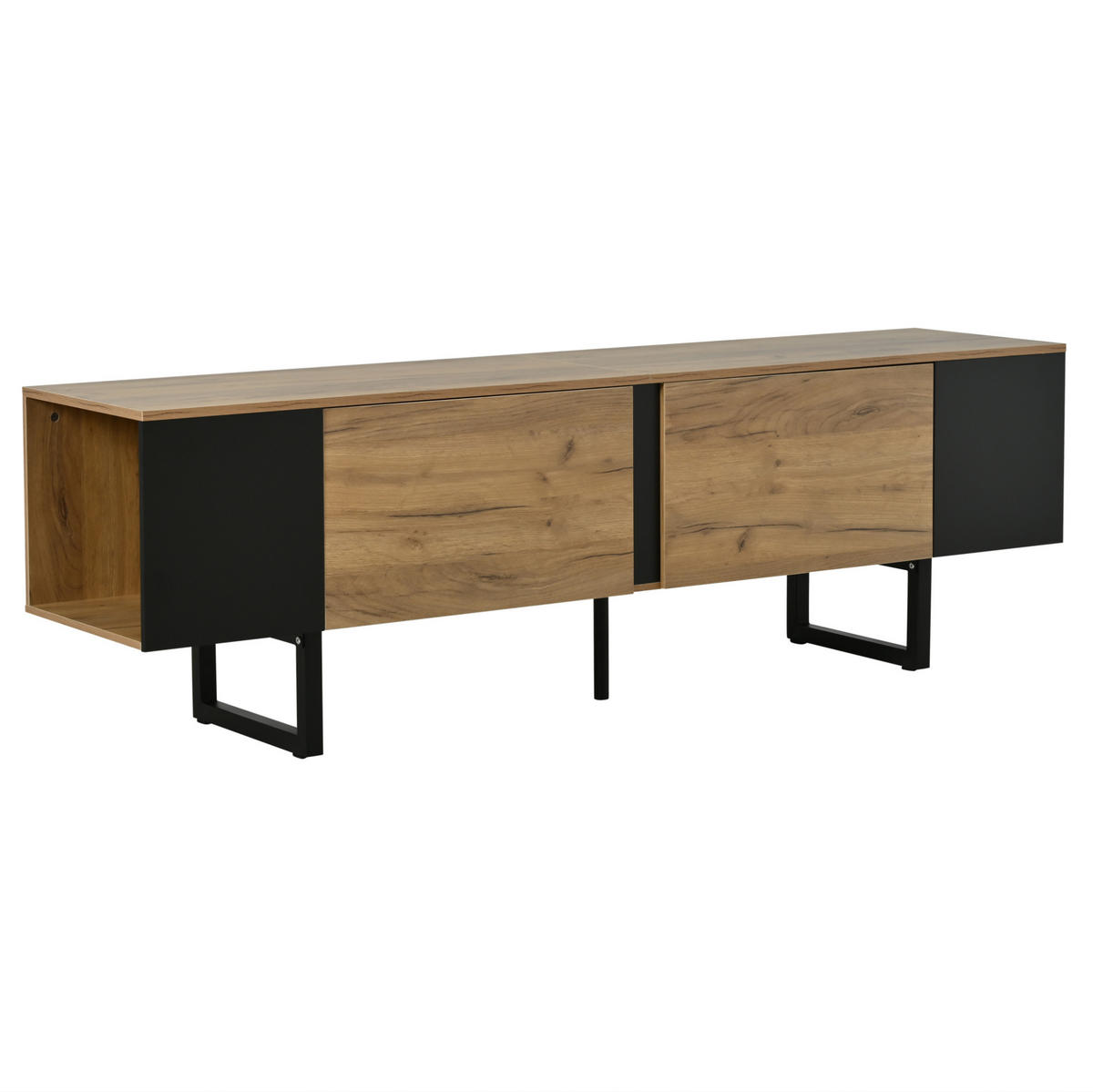 TV-ELEMENT mit 2 Türen 180 x 40 x 55 cm Holzoptik Schwarz - Braun, Holzwerkstoff (40/55/180cm) - Beauniv