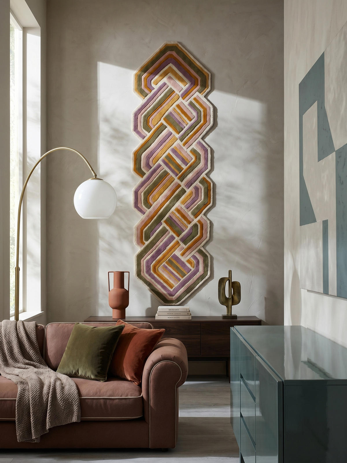 WOLLTEPPICH SOAR, geometrisch, Flieder, 80 x 300 cm - Rosa, Textil (300/80cm) - KADIMA DESIGN