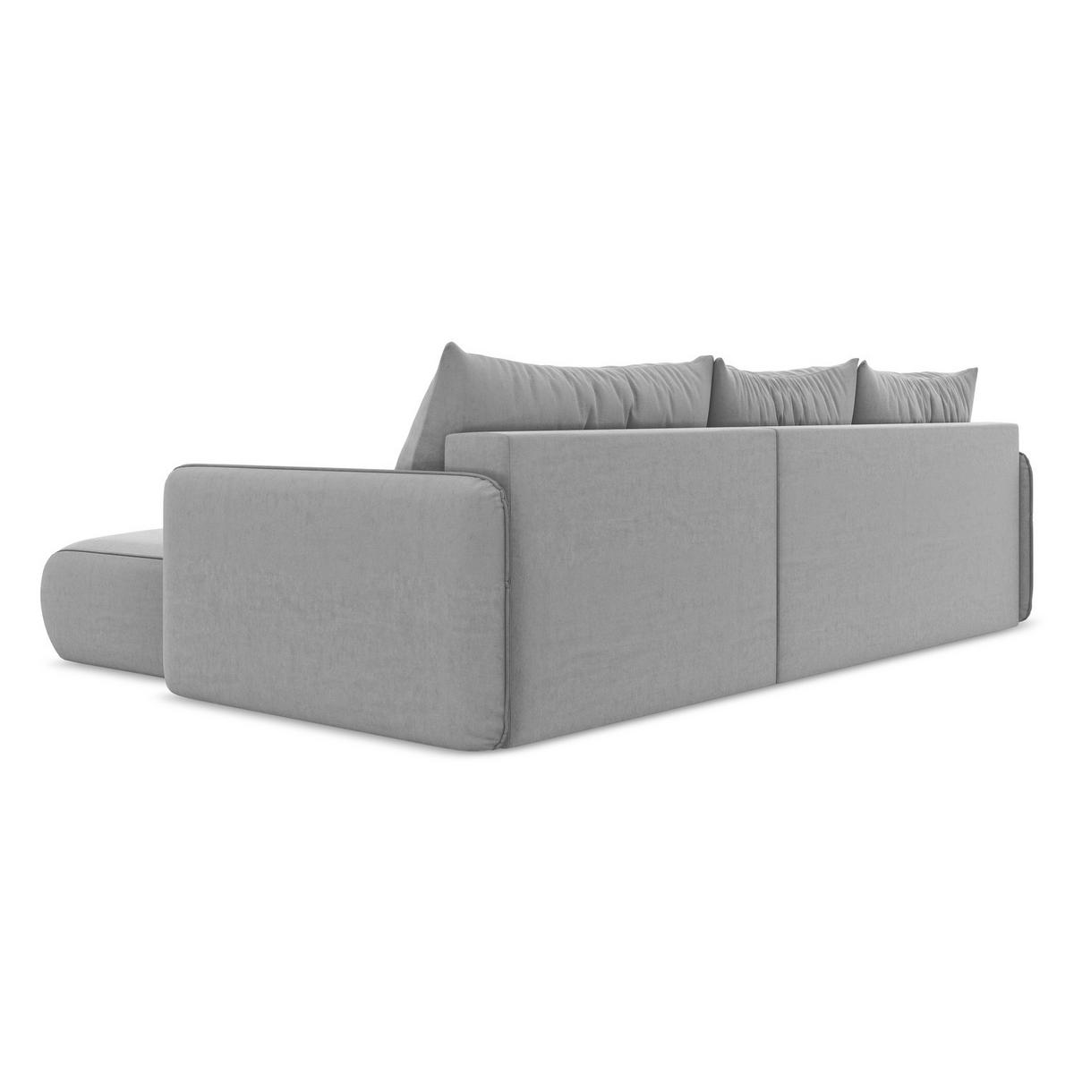 ECKSOFA mit Schlaffunktion Samt Stoff Grau - Schwarz/Grau, Kunststoff/Textil (240/148cm) - LaMiaSofa