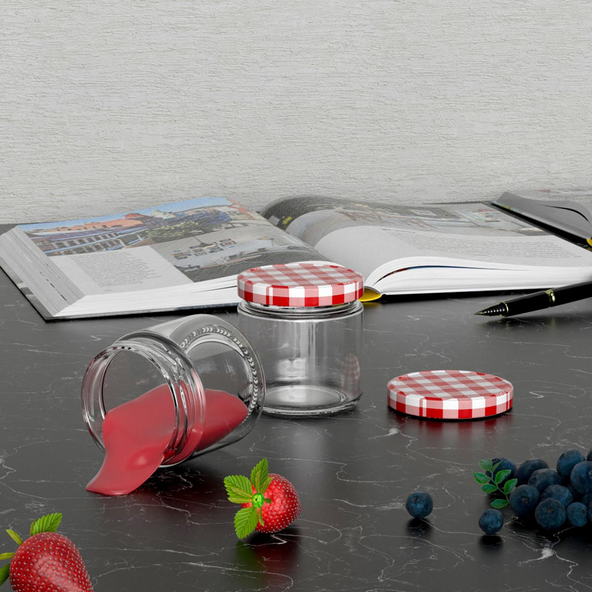 EINMACHGLÄSER mit Deckel (25 Stück) - Transparent, Glas (0.15L) - Intirilife