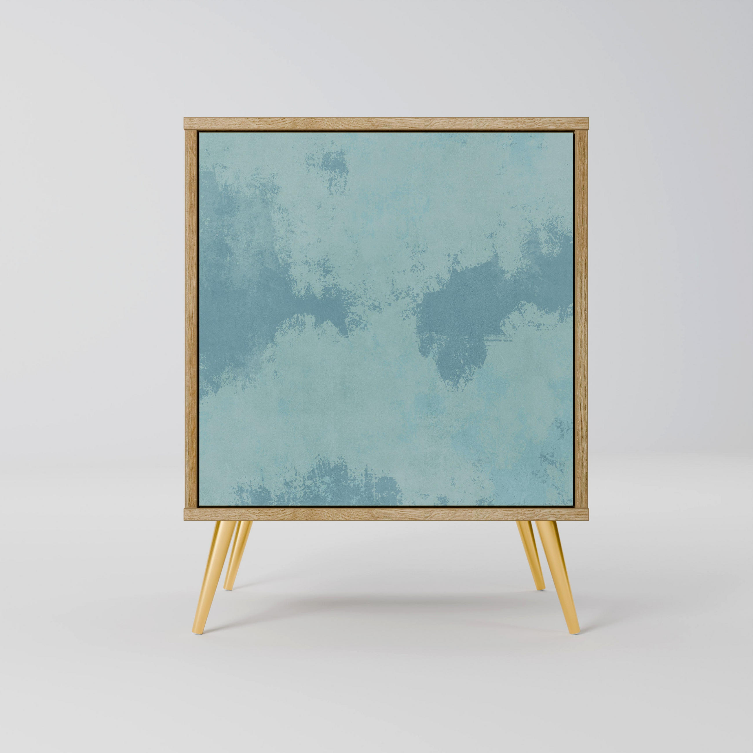 SIDEBOARD SKY WASH, Eichefarben, 57,5x42x75,5 cm, Goldfarbene Metallfüße - Eichefarben/Goldfarben, Holzwerkstoff/Metall (57.5/75.5/42cm) - SpaceRebels
