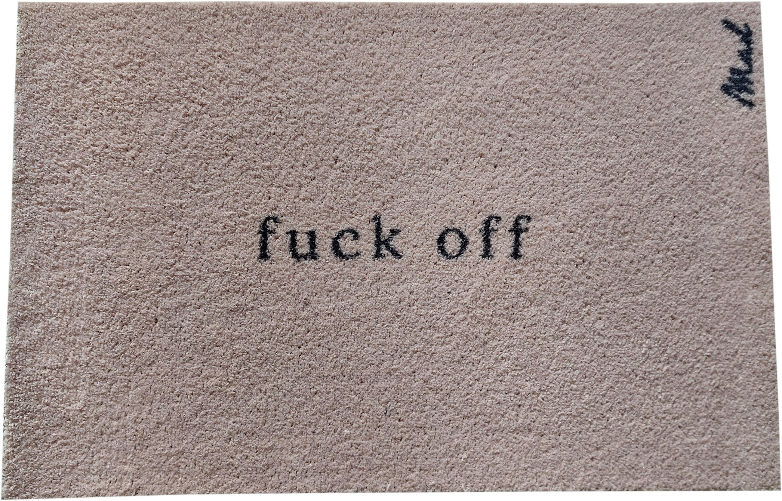 OUTDOOR FUßMATTE "Alicia" mit Spruch "fuck off" Creme 50 x 75 cm - Beige/Schwarz, Kunststoff/Textil (50/75cm) - MAD ABOUT MATS
