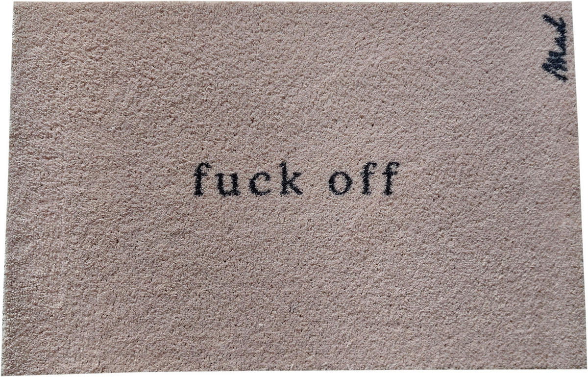 OUTDOOR FUßMATTE "Alicia" mit Spruch "fuck off" Creme 50 x 75 cm - Beige/Schwarz, Kunststoff/Textil (50/75cm) - MAD ABOUT MATS