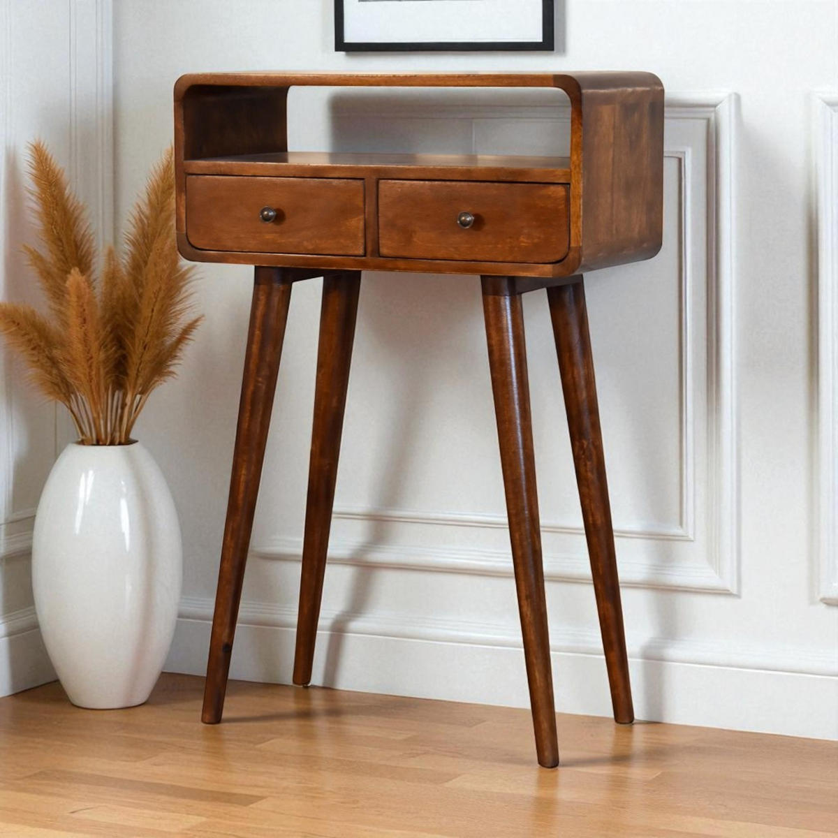 KONSOLENTISCH mit Kastanien-Finish - Messingfarben/Braun, Holz/Metall (30/60/90cm) - Artisan Furniture