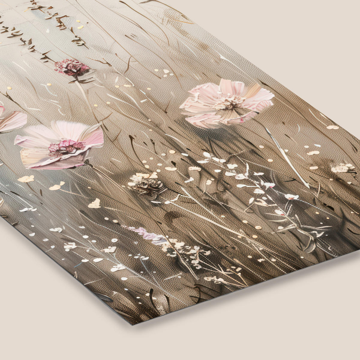 POSTER MIT RAHMENGERAHMTES BILD Blumen - Rosa - Modern - Beige Bilderleiste 80x120 cm - Beige, Papier (80/120cm) - MuchoWow