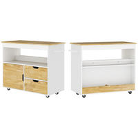 KÜCHENWAGEN Servierwagen mit Arbeitsplatte, Schubladen, Küchenschrank, Eiche - Eichefarben, Holz (50/85/107cm) - HOMCOM