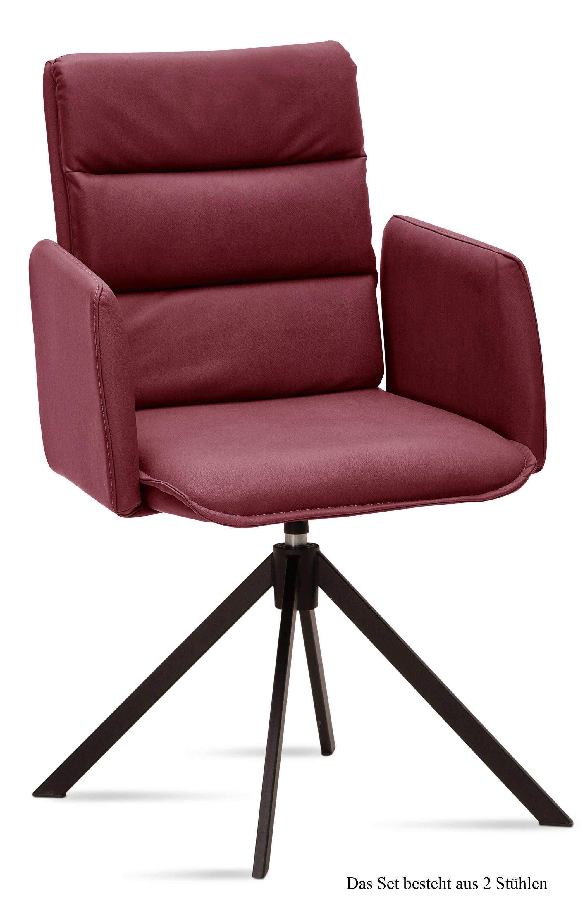 ARMLEHNSTUHL drehbar (2er-Set) Delila 52x92x60 Schwarz/Marsala - Brombeere/Schwarz, Kunststoff (60/92/52cm) - 58aufmkessel