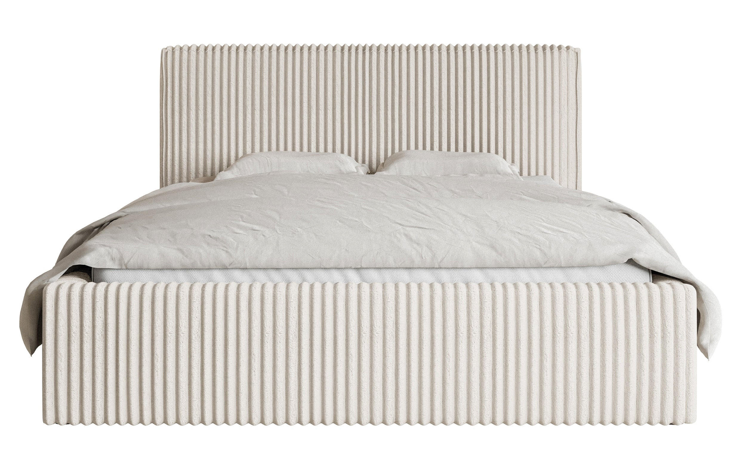 POLSTERBETT Tilio Cremeweiß Cordbezug 180 cm - Creme/Schwarz, Kunststoff/Textil (180/200cm) - Selsey