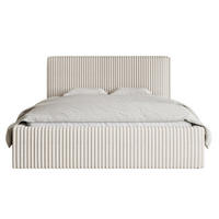 POLSTERBETT Tilio Cremeweiß Cordbezug 180 cm - Creme/Schwarz, Kunststoff/Textil (180/200cm) - Selsey