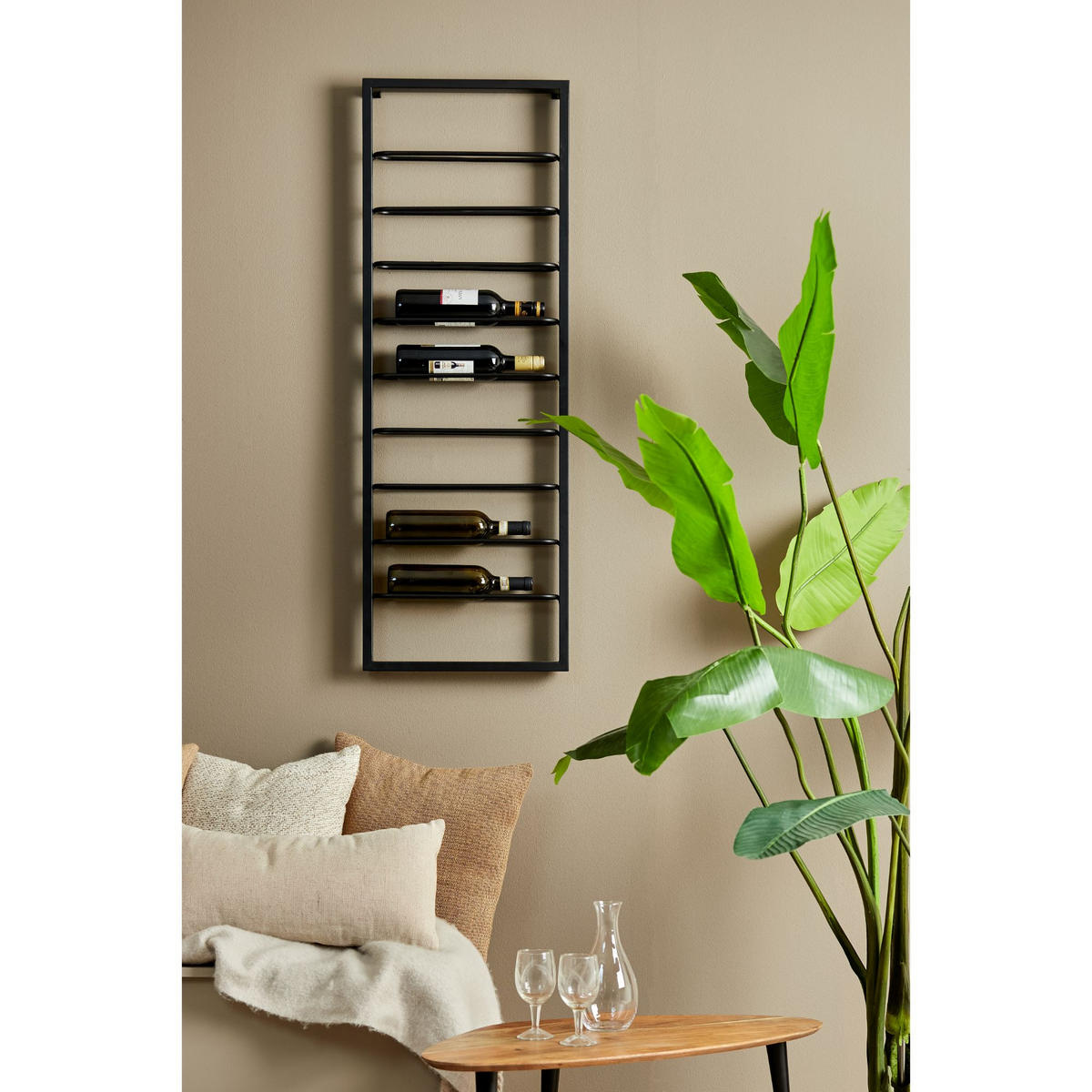 WEINREGAL Amore Schwarz 42/8/120 cm - Schwarz, Metall (8/120/42cm) - Light & Living