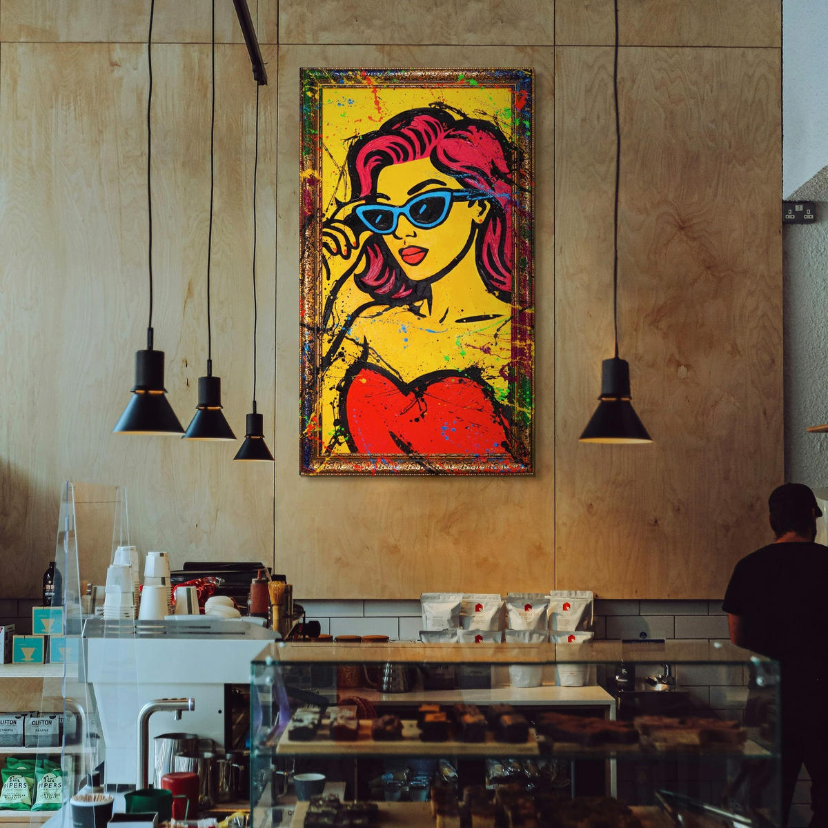 GEMÄLDE Miss WOW Schattenfugenrahmen Gold 160x80 cm - Goldfarben, Holz (160/80cm) - YS-art gallery