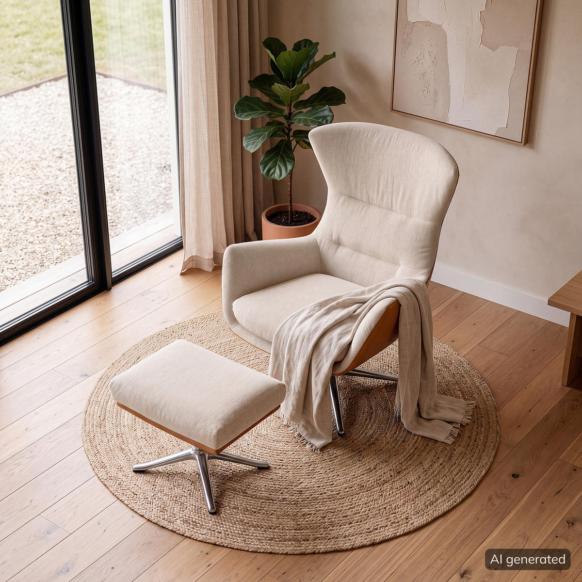 SESSEL mit Kreuzfuß - Chromfarben/Cognac, Leder/Textil (84/99/96cm) - home24